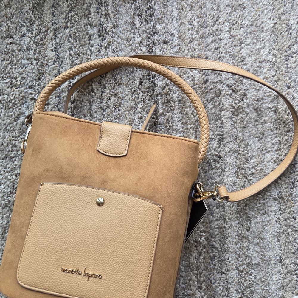 Nanette Lepore Tan Leather Tote Bag Structured Design. NWT